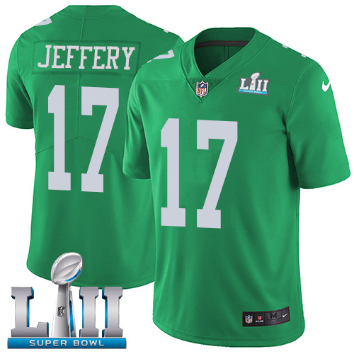 Nike Eagles #17 Alshon Jeffery Green Super Bowl LII Men's Stitched NFL Limited Rush Jersey - Click Image to Close